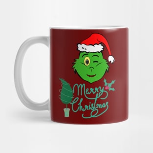 Cute Santa - Green Elf - Merry Christmas Mug